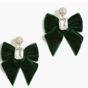 Green Velvet Bow Earrings